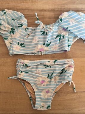 Shade Critters Palm Beach 3T Swimsuit - Light Blue & Cream